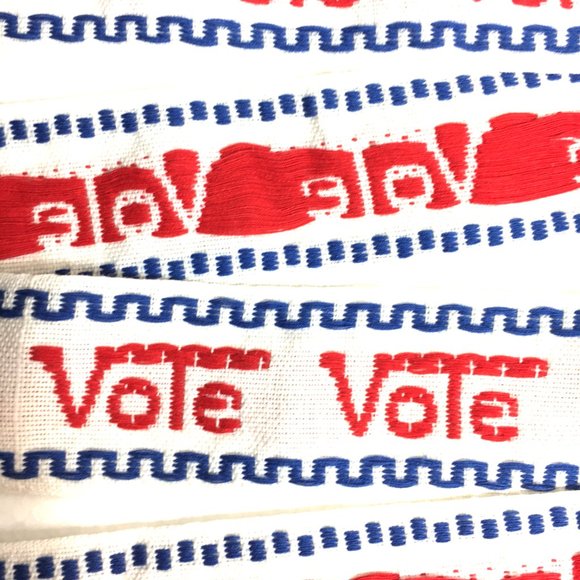 Bundle three yard “VOTE” Sewing Trim Embroidered Patriotic cotton Vtg  80's - Picture 7 of 9